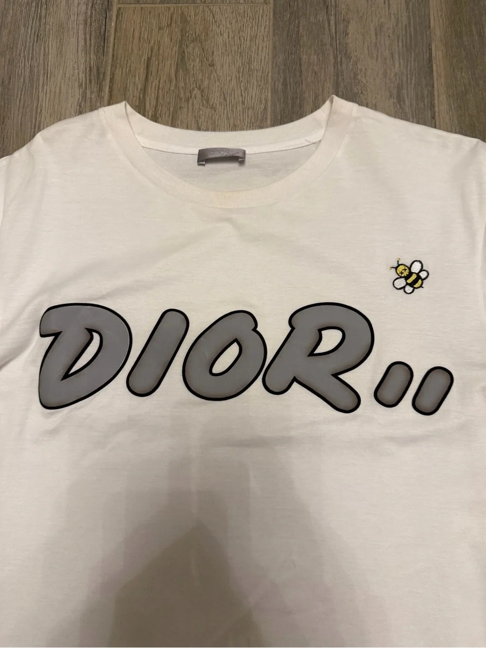 Dior x KAWS White Graffiti Logo & Bee Embroidery T-Shirt